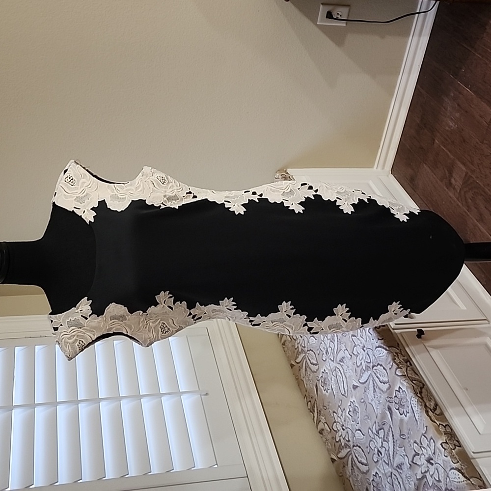 Ladies black dress with lace detail